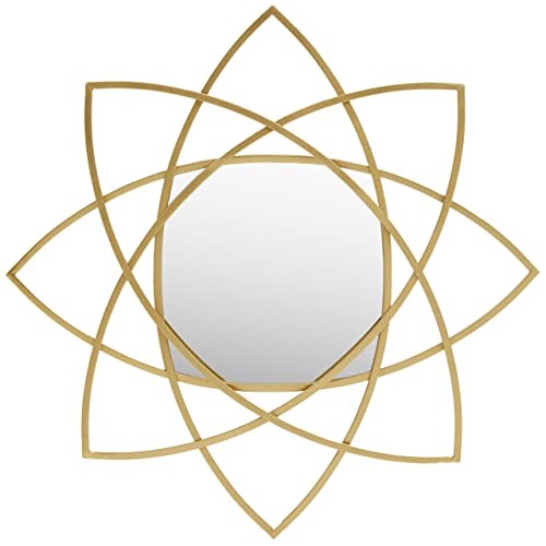 Premier Housewares Modern Wall Mirror for Bedroom/Star Shaped Wall Mirror For Living Room/Stylish Gold Finish Wall Mirrors for Hallway W92 x D5 x H92cm/ Stylish Mirror