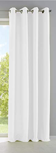 Gardinenbox Palermo 10000265 Opaque Curtain Matt Translucent with Eyelets and Tie Backs Decorative Curtain H x W 225 x 140 cm White