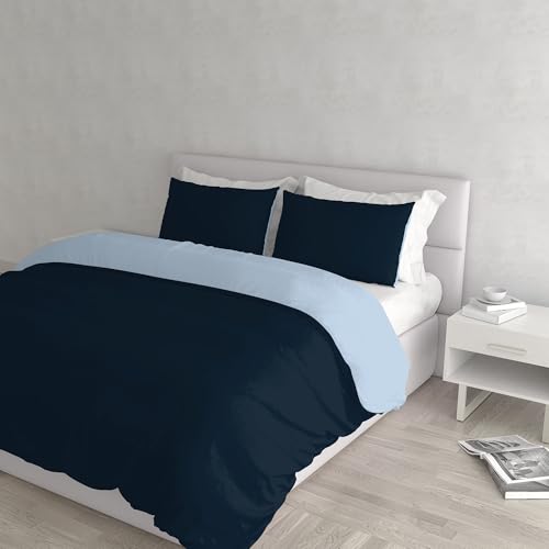 Natural Colour Duvet Cover Set, Dark blue/Light blue, Double