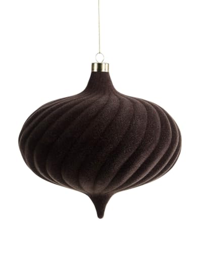 Espresso Spiral Velvet Christmas Bauble 20 cm, Extra Large Tree Ornament