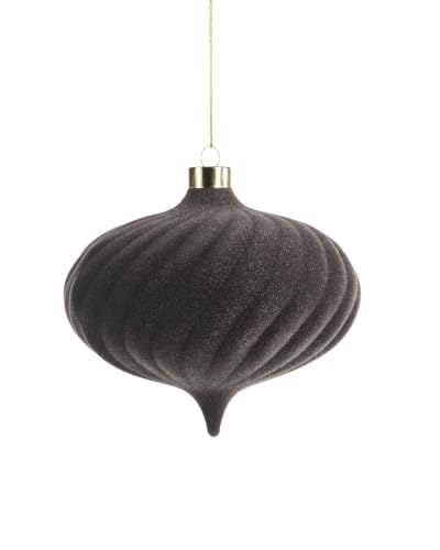 Mocha Spiral Velvet Christmas Bauble 15 cm, Extra Large Tree Ornament