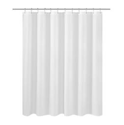 N&Y HOME Short Fabric Shower Curtain Liner 60 inches Long, Hotel Quality, Machine Washable, White Shorter Bathroom Curtains with Grommets, 72x60
