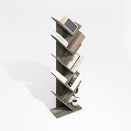 Furinno TREE Book Shelf, 9-Tier Bookshelf, Tree Bookcase for Room Decor, 21.3 x 39.9 x 129.3 cm, for Living Room, Bedroom, Home Office, Grey Oak