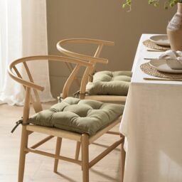 Yard Slub Cotton Seat Pads 2 Pack Seat Pad Cushions (Moss, 40 x 40 cm)