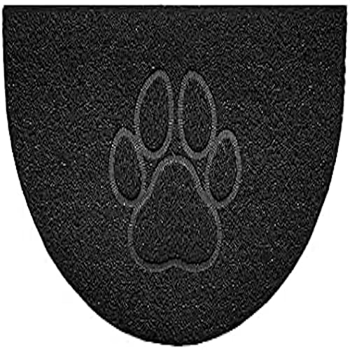 Nicoman Embossed Halfmoon Half Circle Door Mat Dirt-Trapper Jet-Washable Doormat 70x44cm (Black, PAW Shape) - Use Indoor or Sheltered Outdoor