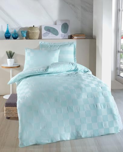 Nuit Des Rêves Mint XL Quilt Cover Set (155 x 200 cm), 70% Cotton/30% Polyester, Includes 1 Pillowcase (80 x 80 cm), Machine Washable, Elegant Button Closure