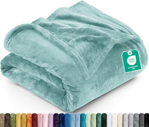Utopia Bedding Fleece Blanket Twin Size Celadon 300GSM Luxury Anti-Static Fuzzy Soft Microfiber Bed Blanket (60x80 Inch)
