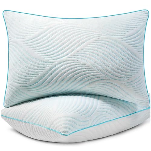 Smilereve Pillows Queen Size Set of 2 Cooling Shredded Memory Foam Pillows Bed Cushions for Sleeping