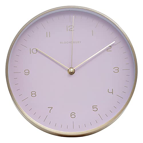 Premier Housewares Wall Clock Gold/Pink Finish Frame Clocks For Living Room/Bedroom/Contemporary Style Round Shaped Design Metal Clocks For Hallways 4 x 25 x 25