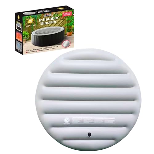 6 Person Round Inflatable Spa Cover 160cm for Hot Tubs up to 173cm ??? Energy Saving Hot Tub Lid with Foldable Protective Rain Overflow Cover and Insulated Thermal Bladder