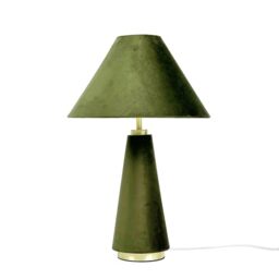 Relaxdays Table Lamp, Velvet Shade & Metal Base, E14, HxD: 47 x 30 cm, Bedside Lamp with Cable, Bedroom, Olive/Gold