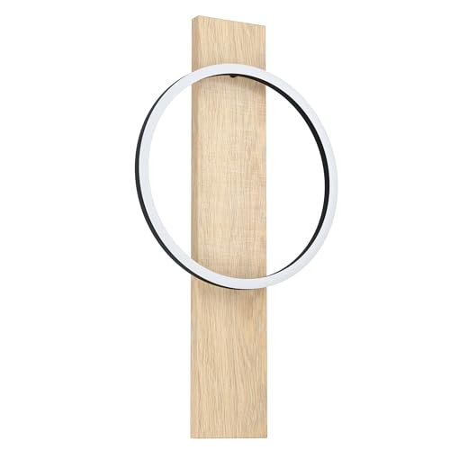 Eglo LED Indoor wall lamp Boyal, wall Light Made of Natural Wood, Black Metal and White Plastic, Warm White Living Room and Hallway Lighting