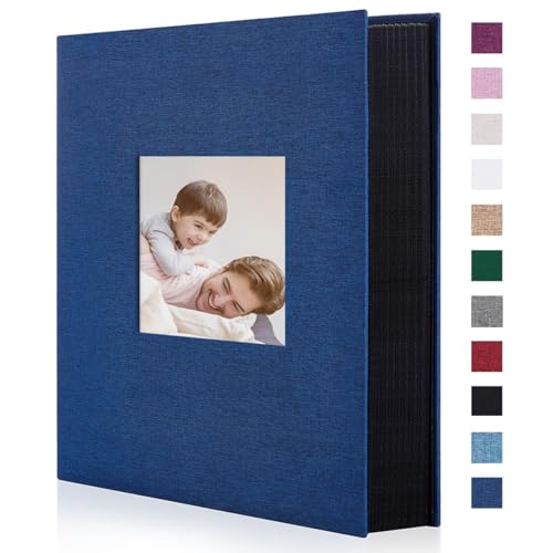 Artmag Fabric Photo Album 4x6 300 Large Capacity for Family Wedding Anniversary Linen Album Holds 300 Horizontal Photos (300 Pockets, Blue)