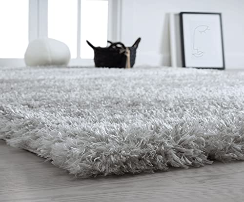 Mia's Teppiche Fiona Rug Living Room, Bedroom Silver 160x230 cm High Pile by Amazon