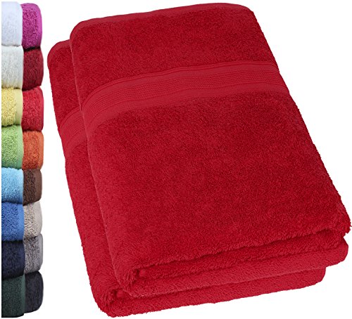 NatureMark Pack of 2 Sauna Towels/Bath Towels - Premium Quality 80 x 200 cm - Sauna Towel 100% Cotton - Colour: Bordeaux Red