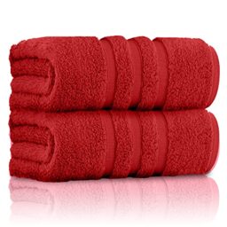 GC GAVENO CAVAILIA Pack of 2 Ultra Soft Super Absorbent Bath Sheets, 550 GSM 100% Cotton Line Texture Towels, Red, 80x140 Cm