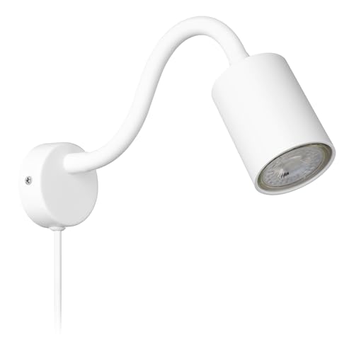 Eglo LED Reading lamp Portella, Swivel Indoor Light Fixture, wall Spotlight for Bedroom and Office, White Metal, Warm White