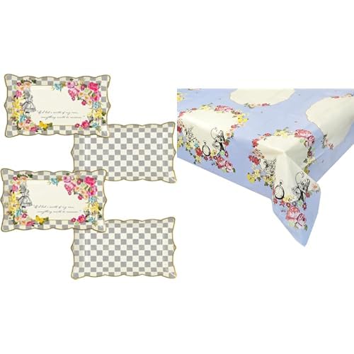 Talking Tables Alice in Wonderland Platter Set & Alice Paper Table Cover Bundle