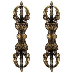Homoyoyo 2PCS Buddhism Supplies Brass Vajra Dorje Phurba Unique Pestle Dharma Ornament Feng Shui Amulet Handmade for Home Office Tabletop Decoration