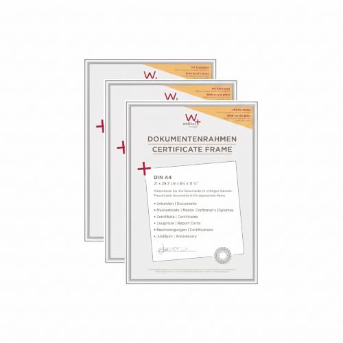 walther Design Picture Frame Silver 21 x 29,7 cm (DIN A4) with Art Glass 3-Pack, New Lifestyle Plastic Frame KVX130S3