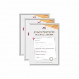 walther Design Picture Frame Silver 21 x 29,7 cm (DIN A4) with Art Glass 3-Pack, New Lifestyle Plastic Frame KVX130S3