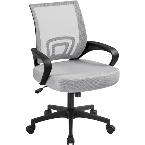 Yaheetech Ergonomic Chair Mesh Swivel Lumbar Support Adjustable Desk Gray