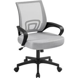 Yaheetech Ergonomic Chair Mesh Swivel Lumbar Support Adjustable Desk Gray