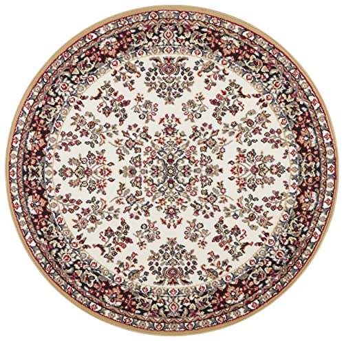 Hanse Home Design Short Pile Living Room Rug Oriental - Zabul Persian Look, Cream/Gold, 140 cm Round