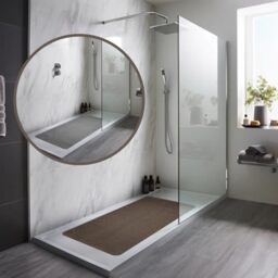 Nicoman Reversible Bath Mat Non Slip Anti Mold, Shower Mat for Tub Bathtub, Anti Slip Shower Mats for Inside Outside, Safety Washable Quick Drying Large Bath Matt (Grey/Brown, 90x60cm)