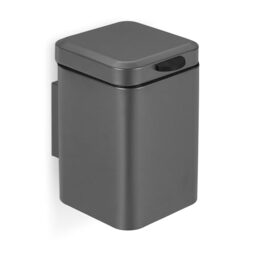 Relaxdays Wall Mounted Bathroom Bin, 3 L, Drop-down Mechanism, Removable Inner Bucket, Cosmetic Waste Can, Steel, Grey