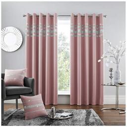 Gaveno Cavailia Luxury Quality Eyelet Kendal Blackout Curtain, Easy Care Ring Top Living Room Décor, 90x90Cm, Blush-Pink, 100% Polyester, 90x90