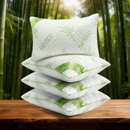 GC GAVENO CAVAILIA Orthopaedic Bamboo Pillow Memory Foam - 4 Pack, 48x74 cm - Hypoallergenic & Antibacterial - Firm Neck & Shoulder Support - Luxury Bed Pillows for Hotel Quality, White