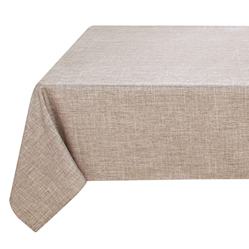 Fitable Faux Linen Tablecloth Rectangle Wrinkle Resistant Fabric Neutral Table Cloth, Indoor Outdoor Table Cover for Kitchen Dining, Birthday Party, Farmhouse (Nature, 54 x 78 Inch)