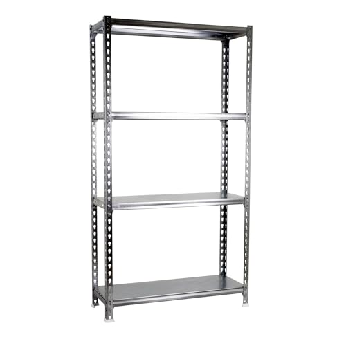 Simon Rack Garage Shelving Units 1500x900x500 mm, 4 Tier Steel Rack, 180 kg per Shelf, Galvanised - Simonclick