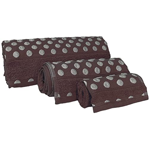 WELL HOME MOBILIARIO & DECORACIÓN WH0566 TOPAZ COLLECTION CHOCOLATE COTTON BATH TOWEL SET 450 GR/M2 50 X 30 100 X 50 150 X 100 CM