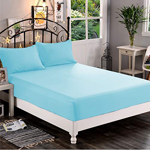 Premium Hotel Quality 1-Piece Fitted Sheet, Luxury & Softest 1500 Thread Count Egyptian Quality Bedding Fitted Sheet Deep Pocket up to 16 inch, Wrinkle and Fade Resistant, Twin/Twin XL, Aqua Blue