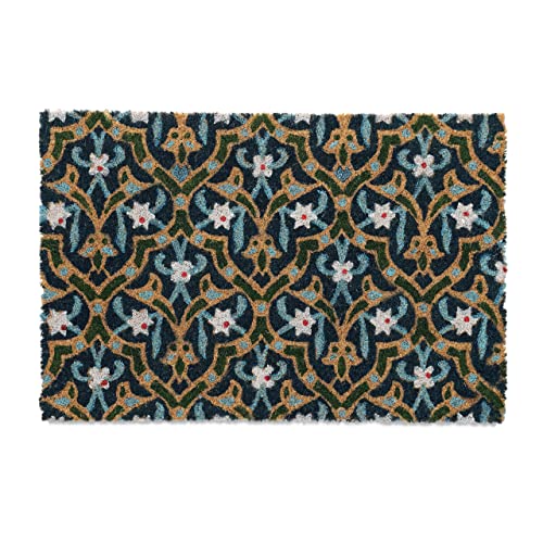 Relaxdays Coir Doormat, Oriental Design, 40 x 60 cm, Non-Slip Welcome Mat, Weatherproof, Indoor & Outdoor, Multicoloured