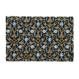Relaxdays Coir Doormat, Oriental Design, 40 x 60 cm, Non-Slip Welcome Mat, Weatherproof, Indoor & Outdoor, Multicoloured
