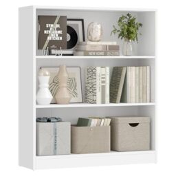 VASAGLE 3 Tier Bookcase with Adjustable Shelves, Children's Bookshelf and Storage Unit for Study Home Office, 80 x 24 x 93 cm, White LBC106T14
