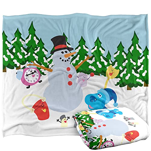 Blues Clues Blue Snowman Winter Landscape Silky Touch Super Soft Throw Blanket 152 X 127 Cm