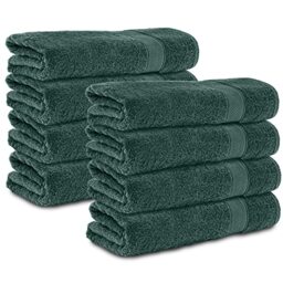 Komfortec Set of 8 Hand Towels 50 x 100 cm 100% Cotton Terry Cloth Soft Dark Green