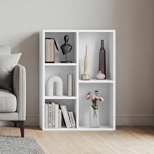 Vida Designs 5 Cube Storage Unit, White, Wooden Shelving Display Storage Unit Office Living Room Furniture