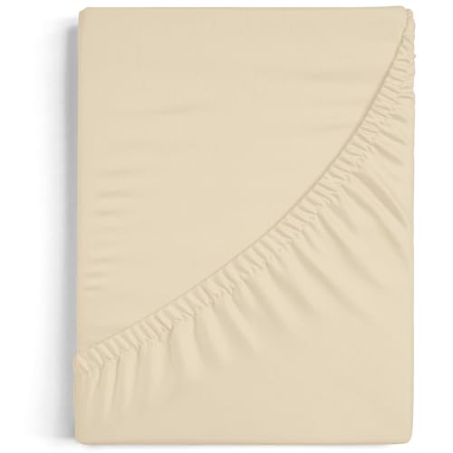 Burrito Blanco - Fitted Sheets 90 x 190/200 cm - Bed 90 cm 100% Cotton Fabric - Design A8 Beige