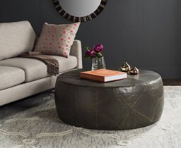 SAFAVIEH Rustic Accent Table with Iron Legs, in Silver, 105 X 105 X 40