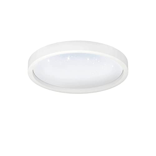 EGLO connect.z Smart Home LED ceiling lamp Montemorelos-Z, Zigbee, crystal effect, app and voice control Alexa, tunable white light (warm - cool white), RGB, dimmable spotlight, white, Ø 17 in