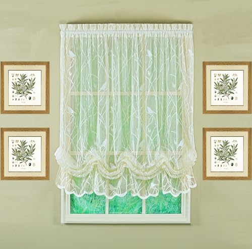 "Today's Curtain, Songbird Semi-Sheer Lace Balloon Shade, Ivory, 57"" W x 63"" L"