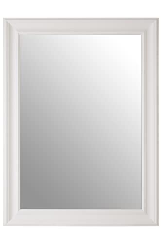 Premier Housewares Rectangular Wall Mirror/Classic Mirrors For Bathroom/Bedroom/Garden Walls Fancy Wall Mounted Mirrors For Hallway With Antique White Finish 60 x 4 x 150