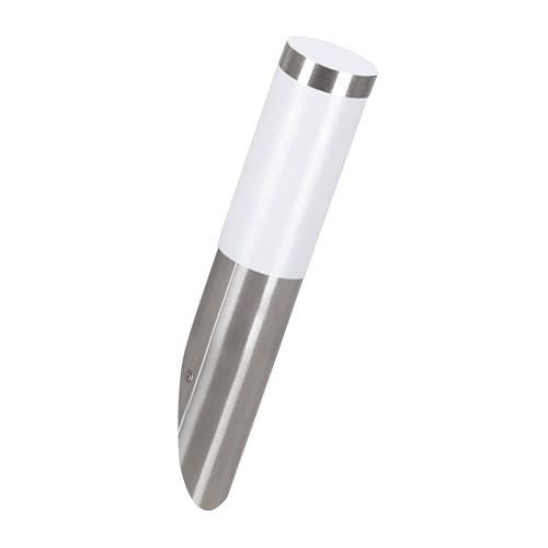 Eglo Outdoor wall Light Helsinki, External Porch Lighting Made of Stainless Steel and Plastic in Silver and White, Outside lamp with E27 Socket, IP55
