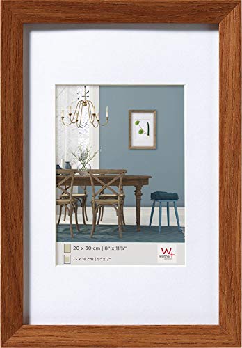 walther design Picture Frame Dark Oak 18 x 24 cm with PassepArtout, Fiorito Wooden Frame EF824P