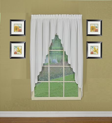 "Today's Curtain Swagger Pair, White, 80"" W x 63"" L (Pack of 1)"